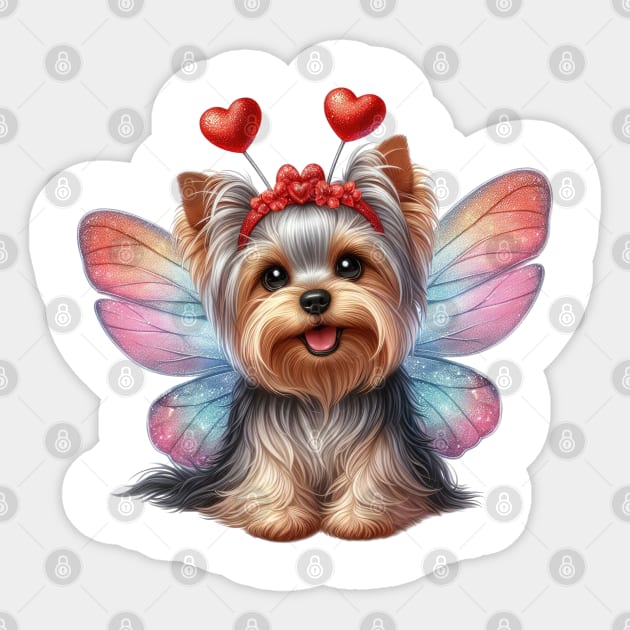 Valentine Fairy Yorkshire Terrier Dog Sticker by Chromatic Fusion Studio